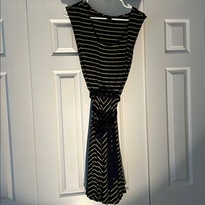 Ann Taylor Navy Knit Dress with Yellow Stripes